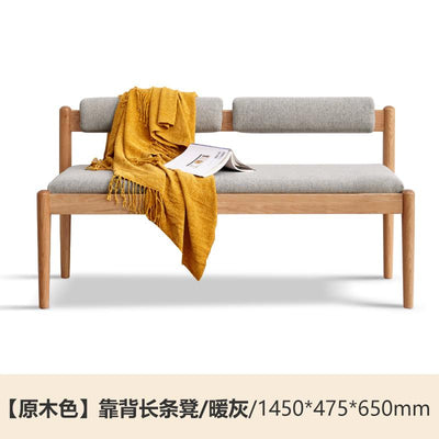 Genji Wood Language Wood Solid Bench Simple Oak Dining Stool Soft Bag Bench Northern European