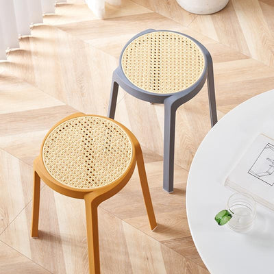 【Buy 3 Get 1 Free】Stackable Plastic Stool Minimalist Rattan Stool Living Room Thickened Round Stool