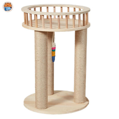 Sisal Condo Climbing Frame Cat Grabbing Board Solid Wood Tree Platform Nest Toys Cat Supplies