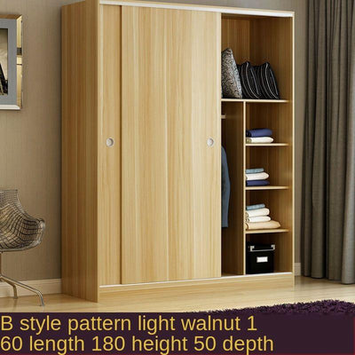 Wardrobe Sliding Door Simple Modern Economy Self-assembly Board 2 Door Large Wardrobe Real Wooden