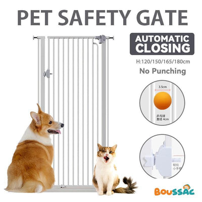 BOUSSAC Pet Fence Metal Staircase Safety Gate 66-159cm Protection Fencing