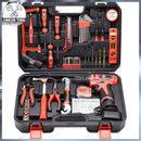 Kafwell 109 piece lithium electric drill pistol drill toolbox electric screwdriver tool set