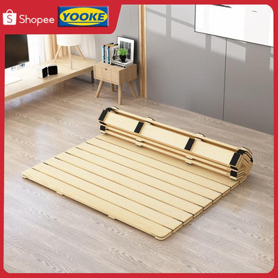 [Ready Stock] Folding Bed Pad Tatami Solid Wood Bed Pad 1.8 M Waist Single Double Hard Plate Folding