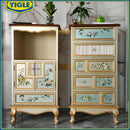 American Chest of Drawers Solid Wood Bedroom Cabinet Mediterranean Painted Drawer Cabinet Chest of