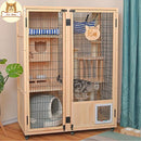 Cat Villa Qiyou Villa Solid Wood Oversized Three-layer Four-layer Cabinet House Wooden Pet Breeding