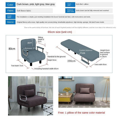 Folding Sofa Bed Dual-use Single Simple Family Double Nap Theme Portable Lazy Lounge Ruse Lunch