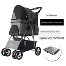 Foldable Pet Stroller Dog Detachable Cart with 4 Wheels