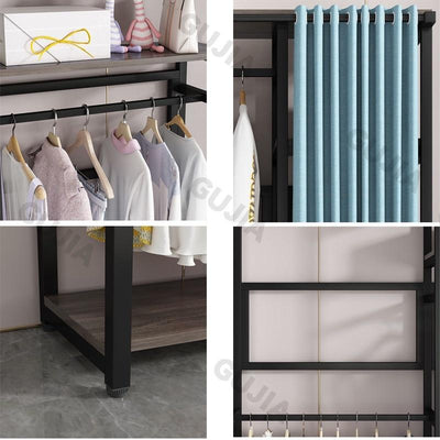 HZ Wardrobe Clothes Rack Hanger Rack Bedroom Floor Household Storage Shoe Rack Integrated Dust