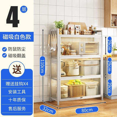 CAGK Kitchen Rack Storage Cabinet With Door Floor-standing Multi-layer Microwave Oven Pot Rack