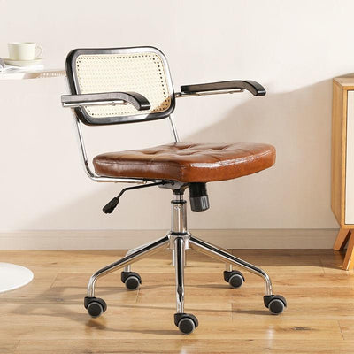 GC Rattan Chair Office Chair Solid Wood Japanese Computer Chair Household Swivel Chair Study Lifting