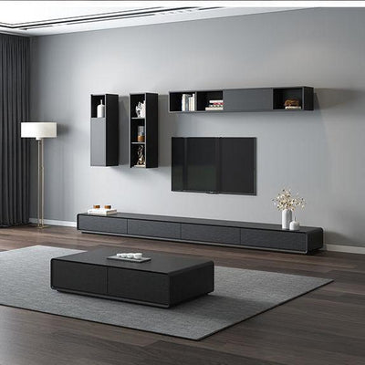 Large-sized Living Room 2.4M/3M Black White Gray Household Tea Table TV Cabinet Combination Modern