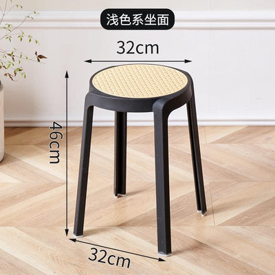 【Buy 3 Get 1 Free】Stackable Plastic Stool Minimalist Rattan Stool Living Room Thickened Round Stool