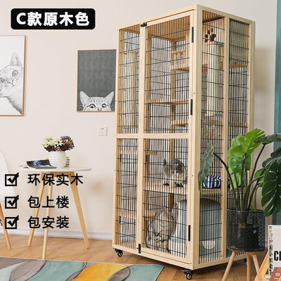 Cat Villa Qiyou Villa Solid Wood Oversized Three-layer Four-layer Cabinet House Wooden Pet Breeding