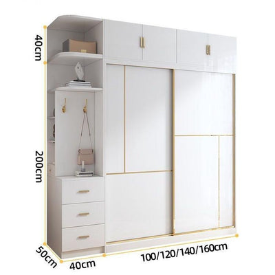 Kinbolee Wardrobe Sliding Door Solid Wood Wardrobe Multi-smell Nordic Sliding Door Wardrobe