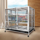 YIPET Ready Stock Dog cage thick stainless steel super large residential foldable movable pet cage