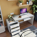 Modern and Simple Desktop Office Computer Corner Home Desk Combination Bookcase White Paint