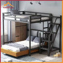 Loft Bed Bunk Iron Bed With Raised Black Frame Student Dormitory Bed