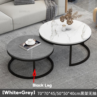 SENBIJU Small Coffee Table Nordic Side Table Round coffee table With Roller