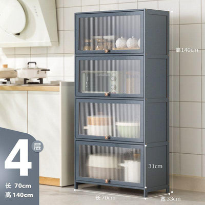 CAGK SG Stock Kitchen Cabinet Storage Multilevel Kitchen Storage Shelf Cupboard Cabinet Microwave