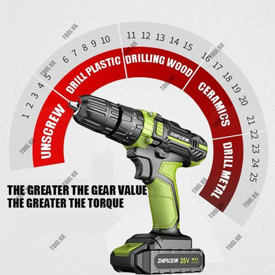 Syezyo Electric Drill Brushless Cordless Drill Multifunctional Tool set with Rechargeable Lithium