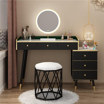 Nordic Dressing Table With Mirror Light Luxury Style Make Up Table Bedroom Storage Cabinet