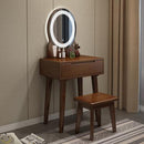 Orange Nordic Solid Wood Dressing Table with Light and Mirror Integrated Modern Simple Small Bedroom