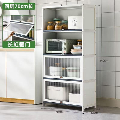 CAGK SG Stock Kitchen Cabinet Storage Multilevel Kitchen Storage Shelf Cupboard Cabinet Microwave