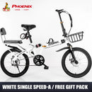 Phoenix Foldable Bicycle 7-speed Variable Speed Folding Bike High Carbon Steel Double Disc Brake