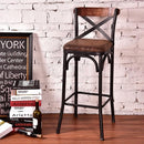 American Village Wrought Iron High Stool Bar Chair with Backrest