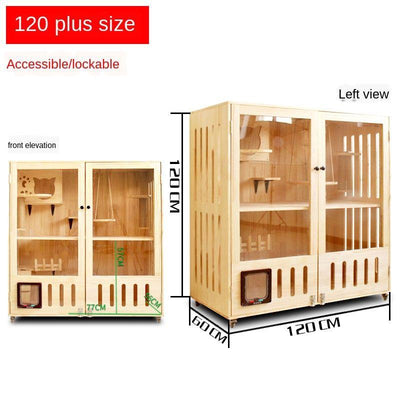 Byto Cat Cage Solid Cat With Cage Wood Villa Apartment Climbing Rack House Dispaly Cabinet Four