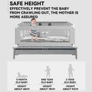 Baby Kids Bed Fence Vertical Lift Baby Bed Guard Rail Fence for Single, Super Single, Queen and King