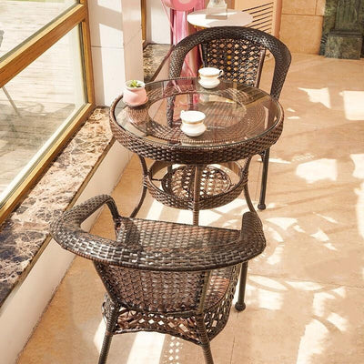 Mingran furniture rattan chair three piece set balcony small table chair tea table chair combination