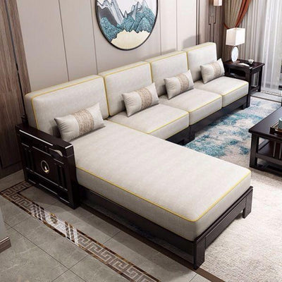 New Chinese Solid Wood Sofa Combination Zen After The Modern Minimalist Chinese Style Living Room