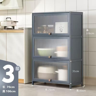 CAGK SG Stock Kitchen Cabinet Storage Multilevel Kitchen Storage Shelf Cupboard Cabinet Microwave