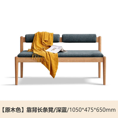 Genji Wood Language Wood Solid Bench Simple Oak Dining Stool Soft Bag Bench Northern European