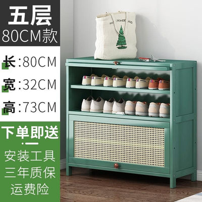 Rattan Bamboo Shoe Rack Shoe Rack Deodorant Breathable Floor Mounted Multi-layer Shoe Cabinet