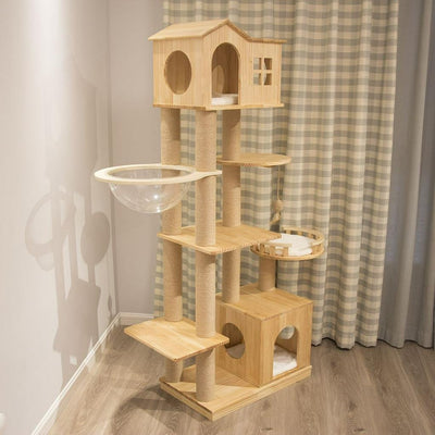 Climbing Wooden House Solid Wood Rack Space Capsule Luxury Summer Nest Cat Tree Large Multi-cat