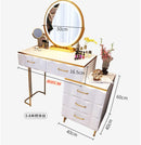 Nordic Dressing Table Luxury Storage Computer Desk with Led Light Mirror Bedroom Dressing Table