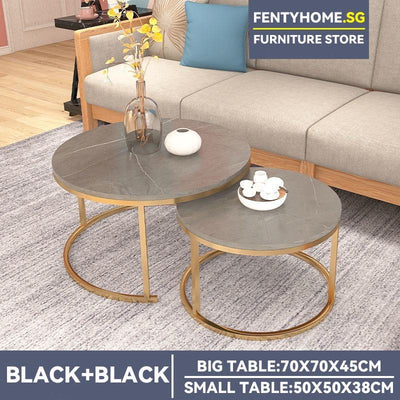 2 In 1 Nordic Coffee Table Modern Light Luxury Round Side Table Set Living Room Sofa Tea Table