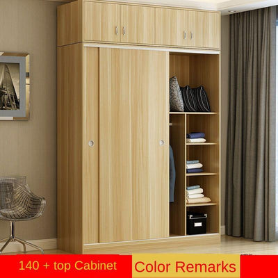 Wardrobe Sliding Door Simple Modern Economy Self-assembly Board 2 Door Large Wardrobe Real Wooden