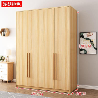 Wardrobe 2/3/4 Door Wardrobe Bedroom Light Luxury Nordic Style Wooden Wardrobe Storage Open Wardrobe