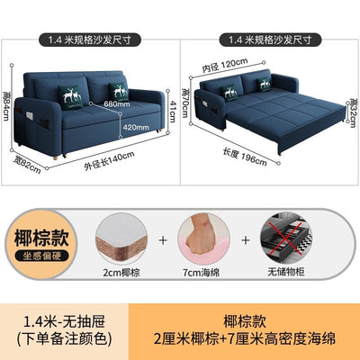 Koala Multifunctional Folding Sofa Bed Living Room Push-pull Storage Sofa 2 In 1 Fabric Sofa