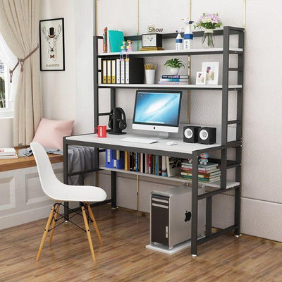 Multifunctional Study Table Laptop Table Home Office Desk with Bookshelf Storage Rack Display Shelf