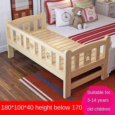 Solid Wood Baby Bed Baby Cot Boy Single Bed Girl Princess Bedside Bed Widened Small Bed With Rails