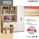 Kinbolee Wardrobe With Table Solid Wood Wardrobe Combination For Bedroom Small-family Furniture