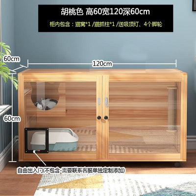 Pet Cage Villa Luxury Three-story Cat Villa Display Cabinet Household Solid Wood Pet House Nest