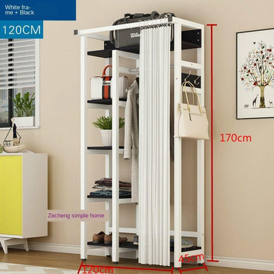 Clothes Rack Shoe Curtain With Family Clothes Rack Plus Wide Wardrobe Bedroom Multi-functional