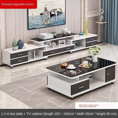 Side A Few Simple European-style Coffee Table Tv Cabinet Combination Of Nordic Solid Wood Rounded