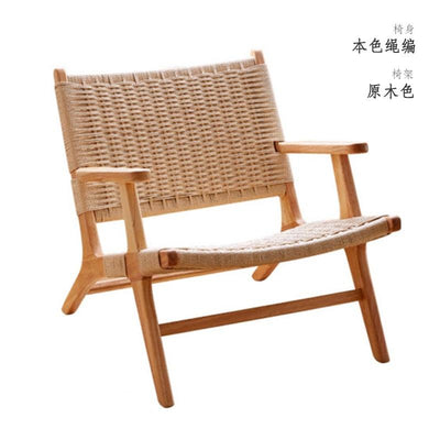 PINA 【Natural rattan】Lounge chair Rattan chair single person sofa chair Solid wood Rattan woven