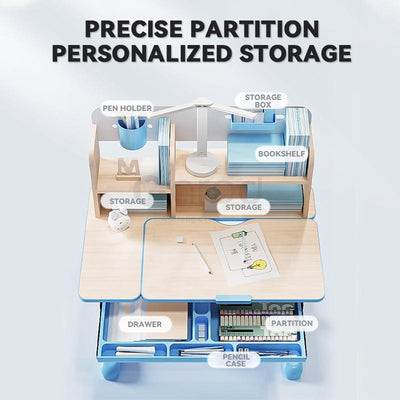 Ergonomic Kids Study Table Children Kids Table and Chair Set, Height Adjustable Student Study Table